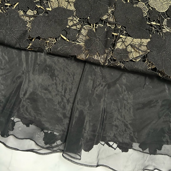 Anthropologie Eva Franco Gilt Bouquet Skirt Black Gold Lace - Picture 10 of 16